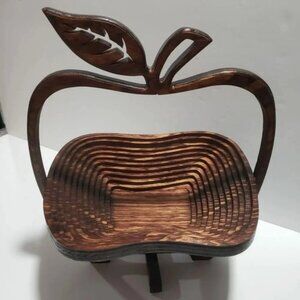 Apple Shaped Handmade Collapsible layer Wooden Trivet Fruit Bowl